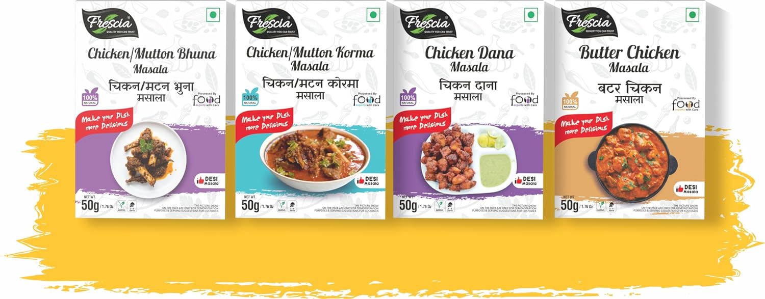 Froscia Non Veg Masala Combo Of 4 Products… Chicken Mutton Bhuna Masala Chicken Mutton Korma Masala Chicken Dana Masala Butter Chicken Masala